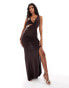 Фото #1 товара ASOS DESIGN ruched channelled detail maxi dress in chocolate brown