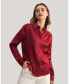 Фото #1 товара Women's Long Sleeves Collared Silk Blouse