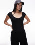 Topshop seamless cap sleeve jumpsuit in black