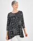 ფოტო #1 პროდუქტის Women's 3/4 Sleeve Printed Jacquard Top, Created for Macy's