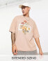 Фото #1 товара ASOS Dark Future oversized t-shirt in heavyweight jersey with flower and logo graphic print in beige