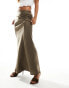 Фото #4 товара Brave Soul satin midi skirt in khaki