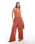 Фото #3 товара ASOS DESIGN halter neck trapeze jumpsuit in orange