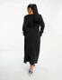 Фото #3 товара ASOS DESIGN Curve asymmetric neck ruched sleeve midi dress in black