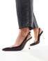 Фото #2 товара Public Desire Torrie sling back pointed heeled shoes in chocolate brown with gold heel