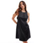 Фото #3 товара ASOS DESIGN satin shift mini dress with tab sides in black