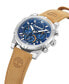 ფოტო #2 პროდუქტის Men's Quartz Wheat Genuine Leather Strap Watch, 45mm