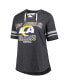 Women's Heather Charcoal Los Angeles Rams Plus Size Lace-Up V-Neck T-shirt