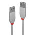 Фото #1 товара Lindy 3m USB 2.0 Type A Extension Cable - Anthra Line - 3 m - USB A - USB A - USB 2.0 - 480 Mbit/s - Grey
