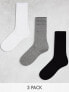 Фото #1 товара ASOS DESIGN 3 pack slouch long ankle socks in multi