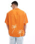 Фото #4 товара ASOS DESIGN oversized revere shirt with palm tree print in orange