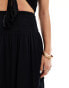 Фото #5 товара Bershka shirred waist tierred maxi skirt in black