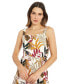 ფოტო #3 პროდუქტის Petite Split Square-Neck Printed Midi Dress