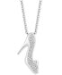 ფოტო #3 პროდუქტის Diamond Cinderella Slipper Pendant Necklace (1/5 ct. t.w.) in Sterling Silver, 16" + 2" extender