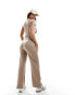 Фото #8 товара In The Style fITS v front wide leg joggers co-ord in mocha