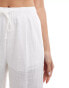 Фото #5 товара Bershka linen look rustic beach trousers in white