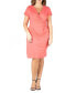 ფოტო #1 პროდუქტის Plus Size Short Sleeve V-neck Faux Wrap Dress