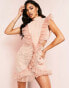 Фото #2 товара ASOS LUXE high neck ruffle mini dress in pink