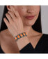 ფოტო #3 პროდუქტის Sterling Silver Women's Cuff Bracelet Orange Spiny Gemstone 5-Stone Design Size Small - Large