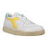 Diadora Mi Basket Low Used Lace Up Mens White, Yellow Sneakers Casual Shoes 179