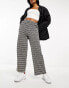 Vila wide leg trouser in neutral check