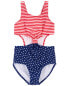 Фото #1 товара Kid Stars and Stripes 1-Piece Cut-Out Swimsuit 14