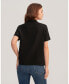 ფოტო #2 პროდუქტის Women's V Neck Half-Sleeve Notch Silk Shirt