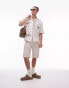 Topman short sleeve relaxed hand drawn embroidered shirt in white