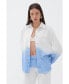 Фото #1 товара Women's Draped Denim Button-Up Shirt