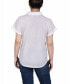 ფოტო #2 პროდუქტის Petite Woven Front, Jersey Back Short Sleeve Top