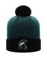 Men's Green and Black Michigan State Spartans Core 2-Tone Cuffed Knit Hat with Pom