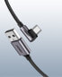 Kabel przewód kątowy w mocnym oplocie USB - USB-C QC 3.0 3A 2m szary