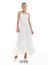 Vila Petite Bridal satin cami maxi dress with stitch detail hem in white 34 - фото #1