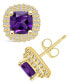 ფოტო #1 პროდუქტის Amethyst (1-3/4 ct. t.w.) and Diamond (3/8 ct. t.w.) Halo Stud Earrings in 14K Yellow Gold