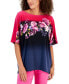 Фото #1 товара Women's Floral-Print Slit-Sleeve High-Low Top, Created for Macy's