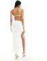 Фото #3 товара SNDYS one shoulder strappy back cut out detail thigh split maxi dress in white