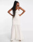 Фото #4 товара Hope & Ivy Bridal sheer embroidered maxi dress with neck tie in ivory