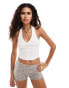 Фото #1 товара Reclaimed Vintage rib ruched halter neck top in white