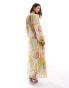 Never Fully Dressed balloon sleeve maxi dress in mixed sunshine print