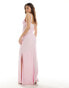 Фото #4 товара ASOS DESIGN satin maxi dress with lace in soft pink