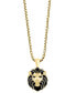 Фото #3 товара EFFY® Men's Black Spinel Lion 22" Pendant Necklace (3/8 ct. t.w.) in 14k Gold-Plated Sterling Silver