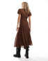 Reclaimed Vintage ruched maxi slip dress in brown