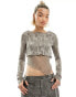 Reclaimed Vintage slash neck asymmetric hem top in grey Черный, 36 - фото #1