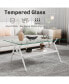 Modern Glass Coffee Table with White Metal Legs