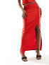 Фото #14 товара ASOS DESIGN co-ord wrap column midaxi skirt in red