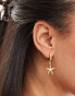 Orelia gold plated pearl & starfish mis-matched hoops in faux pearl - фото #2