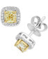 Фото #1 товара Серьги EFFY Yellow & White Diamond Cushion Halo