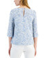 Фото #1 товара Women's Embroidered Eyelet Boat-Neck Bell-Sleeve Top
