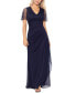 ფოტო #1 პროდუქტის Petite Embellished V-Neck Fit & Flare Gown