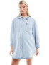 ASOS DESIGN Maternity denim mini shirt dress with front pockets in bleach wash